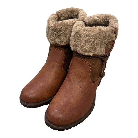 GC Shoes Doja Cognac Faux Fur Booties Shoes Size 8.5 M Women’s Good Choice NEW - Picture 8 of 13